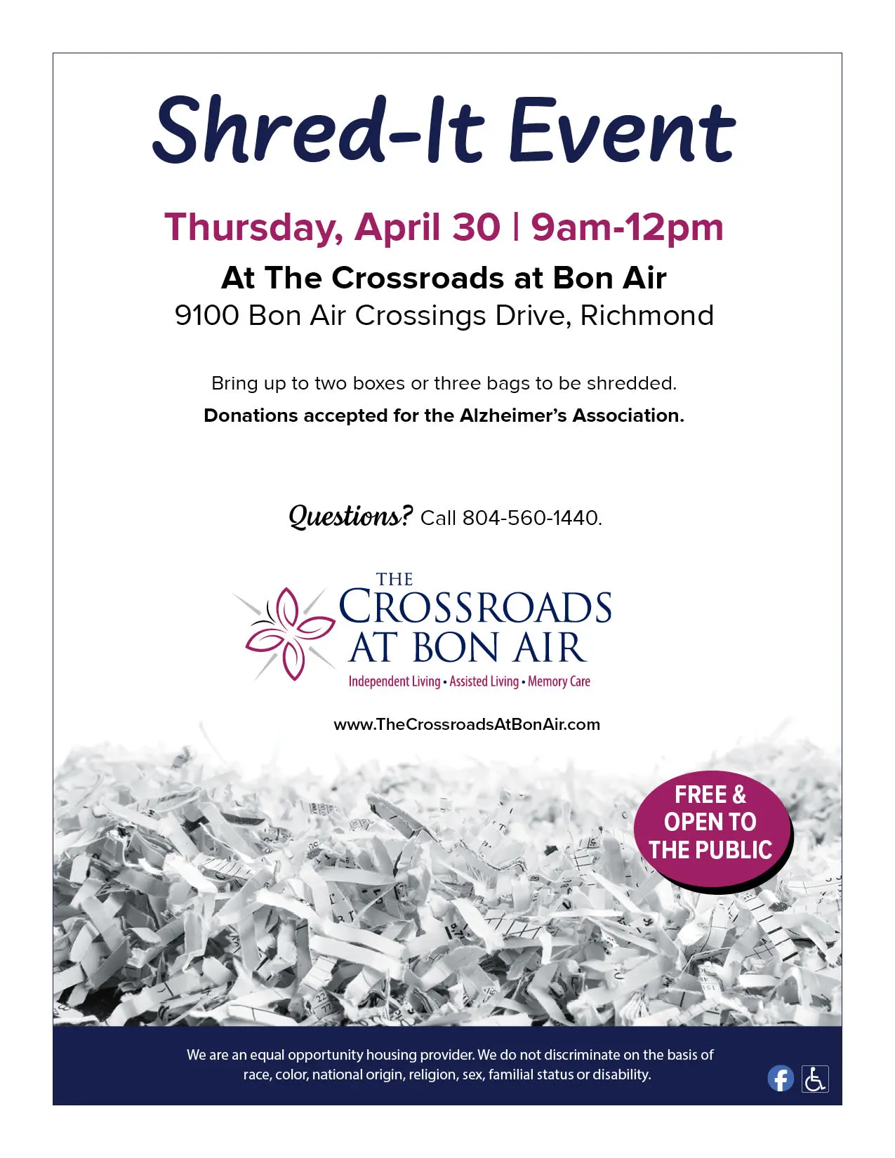 Shred-It event flyer with date and location details